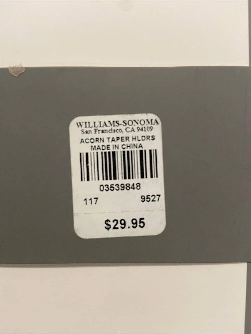 Williams Sonoma Taupe Ceramic Acorn Taper Holders - Set of 4